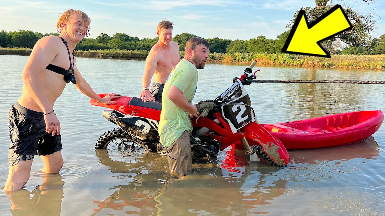 Jumping Dirt Bike Into Pond (FAIL) Buttery Vlogs Ep148 YouTube