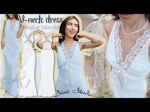V-neck Dress With Lace Sewing Tutorial + Pattern Download