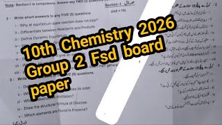 10th class Chemistry Faisalabad board group 2 paper 2026 | Bise fsd class 10 Chemistry group 2 paper