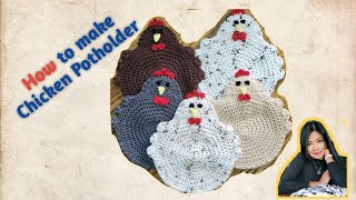 How to crochet chicken 🐔 potholder #crochet #gantsilyo