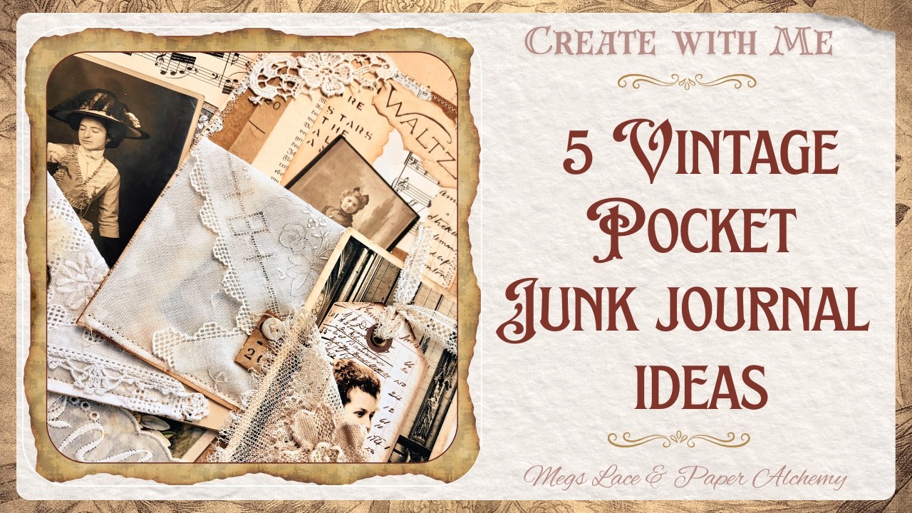 junkjournal♡old fabric and laceジャンクジャーナル 5 Vintage Junk Journal Pocket Ideas Using a Lace Hankie | Envelope