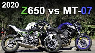 2020 Kawasaki Z650 vs Yamaha MT-07 Compared - Beginner Motorcycles