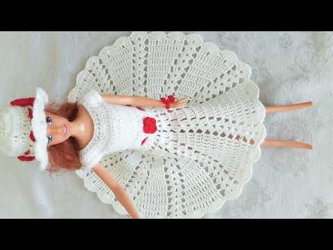 Tığ işi Oyuncak bebek elbisesi Novio Tejido #crochet #baby #sewing #barbie
