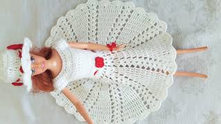Tığ işi Oyuncak bebek elbisesi Novio Tejido #crochet #baby #sewing #barbie