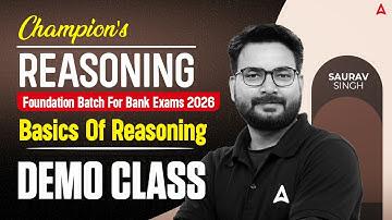Bank Exam 2026 | Bank Exam Reasoning 2026 Demo Class | Basics of Reasoning By Saurav Singh