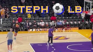 📺 Stephen Curry ⚽️ Leandro Barbosa at Warriors pregame workout before LA Lakers at Staples Center