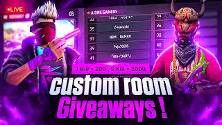 FREE FIRE LIVE CUSTOM ROOM GIVEAWAY | FF LIVE TEAM CODE GIVEAWAY | FF LIVE GIVEAWAY DJ ALOK |FF LIVE