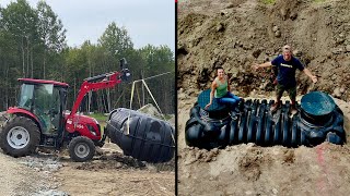 Installing a Plastic SEPTIC TANK For Our OFFGRID Tiny House in the WOODS