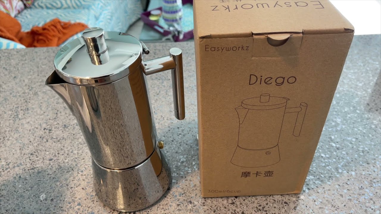  Easyworkz Diego Stovetop Espresso Maker Stainless Steel Italian  Coffee Machine Maker 12Cup 17.5 oz Induction Moka Pot: Home & Kitchen