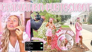COLLEGE GRADUATION PHOTOSHOOT | Pink Cap & Gown!! GRWM + Behind The Scenes | Lauren Norris