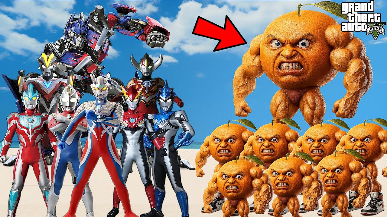 ULTRAMAN KUASA 7 & ROBOT TRANSFORMER MELAWAN MONSTER UDIN DIN DIN DUN RAKSASA 1000 BAYANGAN‼️- GTA 5