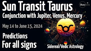 عبور الشمس في برج الثور | الإقتران مع المشتري، الزهرة، عطارد | 14 مايو 2024 Sun transit in Taurus
