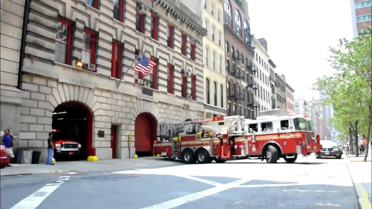 New York FDNY - Engine 7, Ladder 1, Battalion 1 - everybody goes! (HD