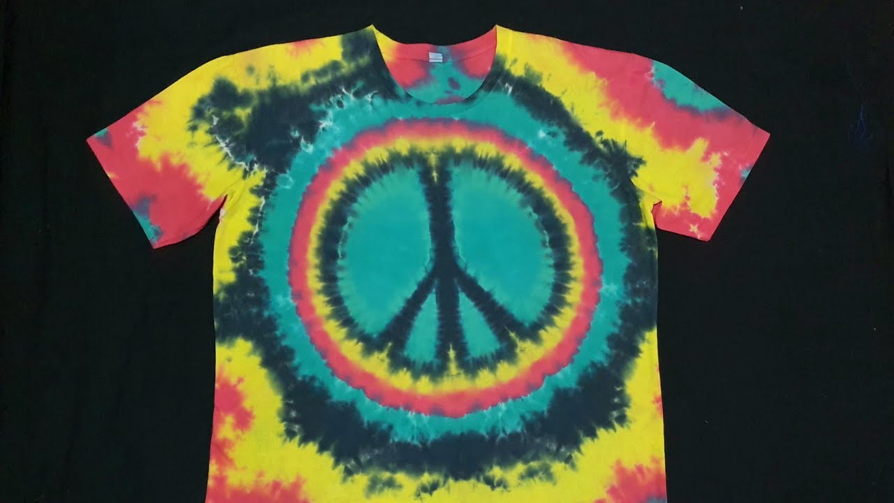 DIY สอนทำเสื้อมัดย้อม ลายพีช ไซส์ A Reggae Tie Dye Peace Sign Shirt - เก่ง เตกิล่า