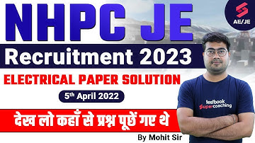 NHPC JE Previous Year Question Paper Electrical | NHPC JE Recruitment 2023 |NHPC JE 2023 | Mohit Sir