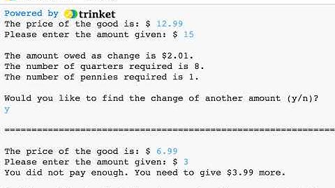 Change Calculator Python Project