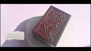 Hand Carved Floral Pattern Wooden Pet Urn