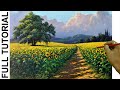 Acrylic Landscape Painting Tutorial | Sunflower Field