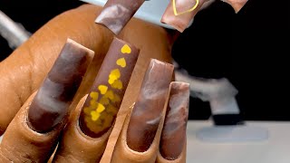 Chocolate Swirl Nails 🤎 | Double Dip Nails Haul
