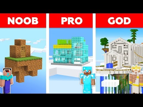 Minecraft NOOB Vs PRO Vs GOD : SKY SECRET BASE CHALLENGE In Minecraft / Animation