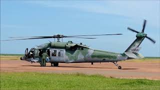 Três Helicópteros UH-60 Black Hawk da FAB decolando - FAB 8903, 8908 e 8915 - Aeroporto de Sinop MT.