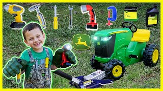 Toy Tool Set Pretend Oil Change | John Deere Pedal Tractor Oil Change