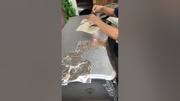 Silver leaf on Re-design with Prima Decor Stencil Leaves Damask