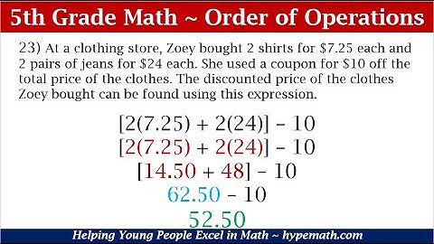 5th Grade Math Review (Order of Operations) Part 2