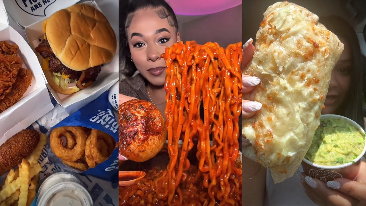 Мукбанг, подборка (TikTok) 🍽️| Калверс, чипотле, бульдак и многое другое | Мукбанги 4life