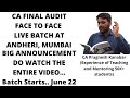 Face to Face Lectures | Mumbai | Final CA Audit Reg Course | CA Pragnesh Kanabar| June 22 onwards |