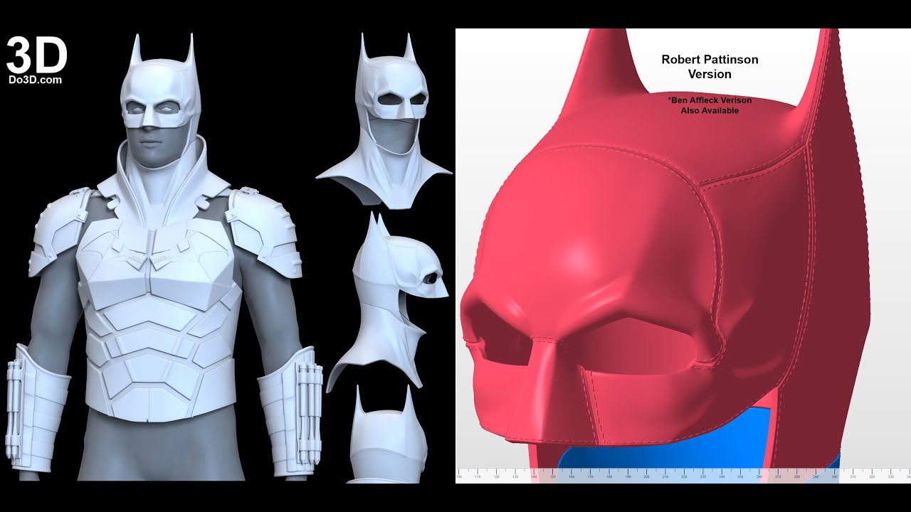 3D printable model: Batman 2021 Cowl Ben Affleck & Robert Pattinson helmet  | Print file format stl - YouTube