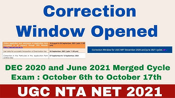 Correction Window Opened | UGC NTA NET 2021 | Dec 2021 and June 2021 cycles Exam
