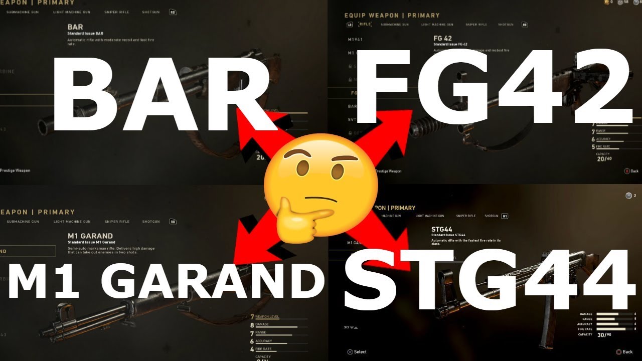 BEST AR IN WW2? BAR, FG42, STG44, M1 GARAND! (Call of Duty WW2) YouTube