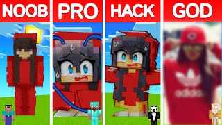 Minecraft CASH and NICO PIXEL ART BUILD CHALLENGE - NOOB vs PRO vs HACKER vs GOD