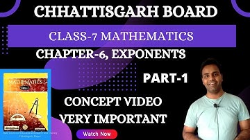 Class 7 I Math I Solution I chapter 6 I Exercise 6.1 Concet I Exponents I  Chhattisgarh I CG I CGBSE