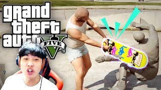 스케이트보드를 타고 한번 돌아다녀볼까나~?! (GTA 5 Mods Funny Moments)