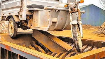 Most Giant Shredder Destroying Big Vehicle and Tires! Extreme Metal Shredder Machine 