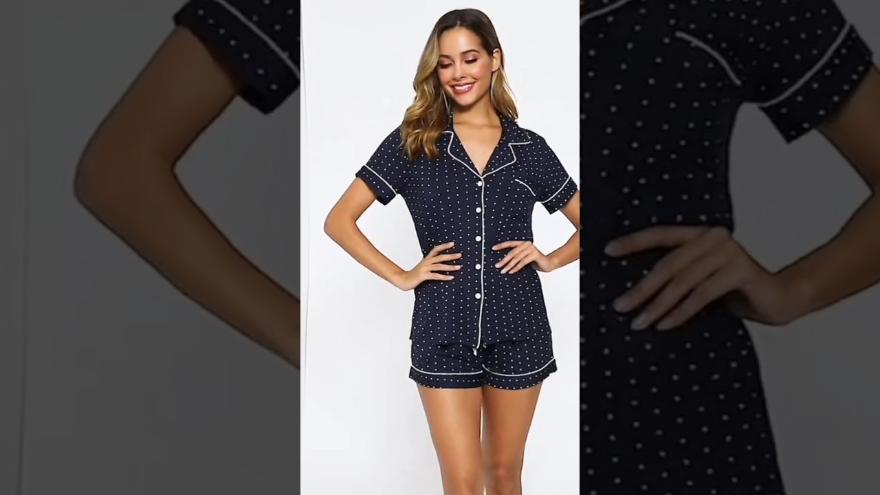 Womens Pajamas Set Short Sleeve Sleepwear Button Down Nightwear Shorts Soft 