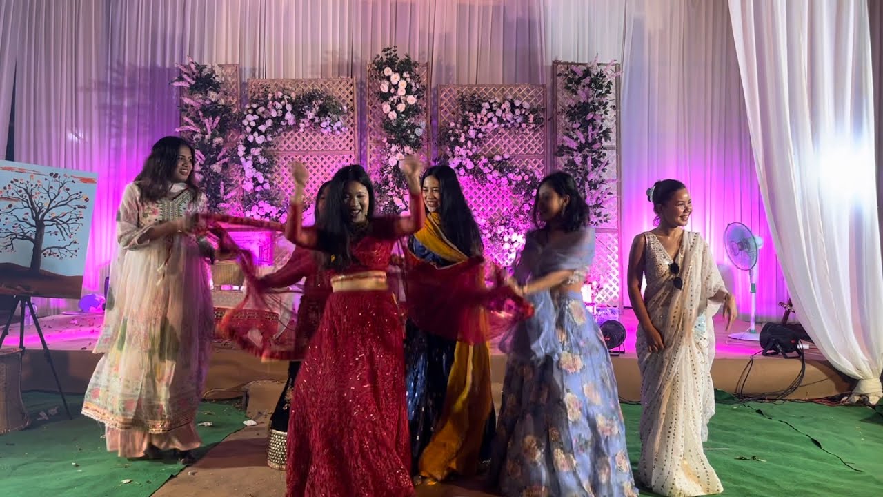 Bride and Bridesmaids Dance at Christina Jamatia Debbarma and Shingly Jamatias Wedding