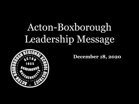 Acton-Boxborough Leadership Message 2020