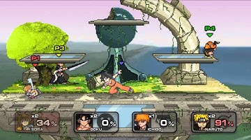 [SSF2 v0.9b] Sora vs Goku vs Naruto vs Ichigo TURBO MODE