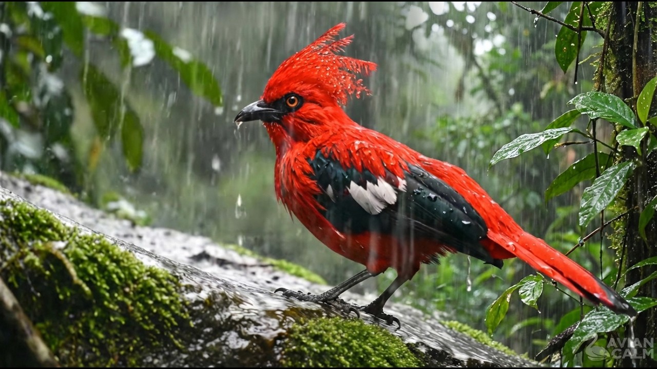 8K Ultra Realistic Birds in Rain ⛈️ Rain Sounds for Sleep & Focus (OLED Screen Test)
