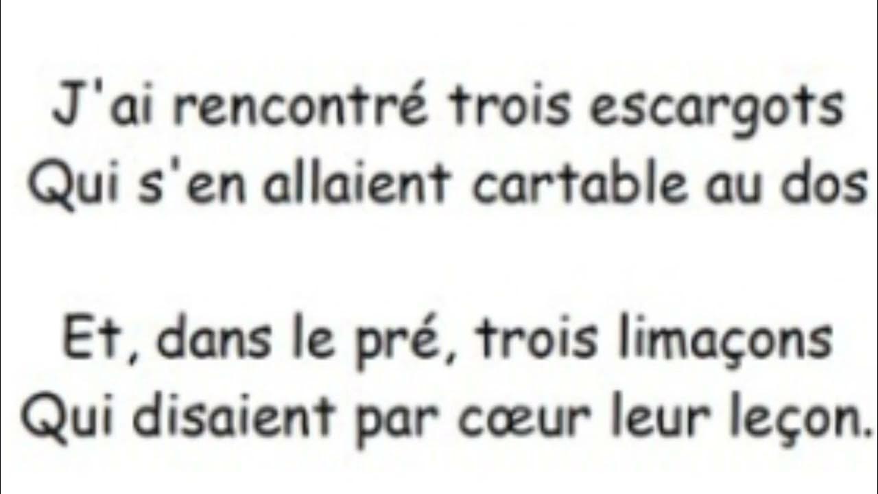 Trois Escargots Maurice Carême Pdf trois escargots 🐌🐌🐌 : Maurice Carême - YouTube