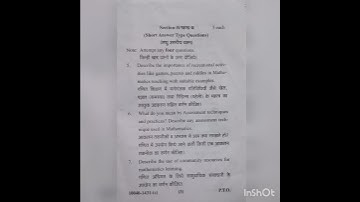 B.Ed.(Second Year) Paper VII (Teaching Of Mathmatics)MJPRU #studymotivation #studywithme #mjpru