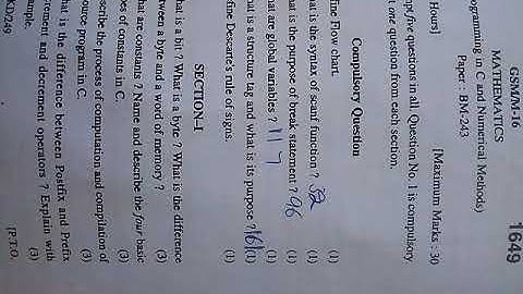 B.Sc Previous years programming in c and numerical methods questions papers