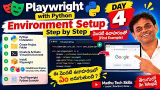 Playwright with Python in Telugu | Environment Setup & First Example | Day 4