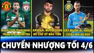 CHUYỂN NHƯỢNG TỐI 4/6 | MU VÀ LIVER TRANH NHAU INACIO, ARSENAL  MUA ĐỨT RAYA, CR7 TÁI HỢP VỚI DE GEA