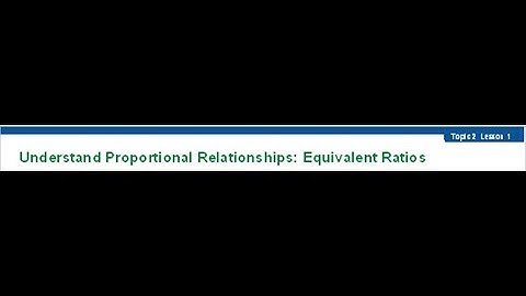 Topic 2 Lesson 1 Understand Proportional Relationships: Equivalent Ratios