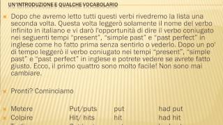Imparando a parlare l'inglese _ i verbi irregolare nel tempo passato in inglese 1 Imparando a parlare l'inglese _ i verbi irregolare nel tempo passato in inglese 1
