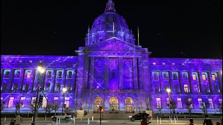 Christmas lights at San Francisco City Hall Plaza